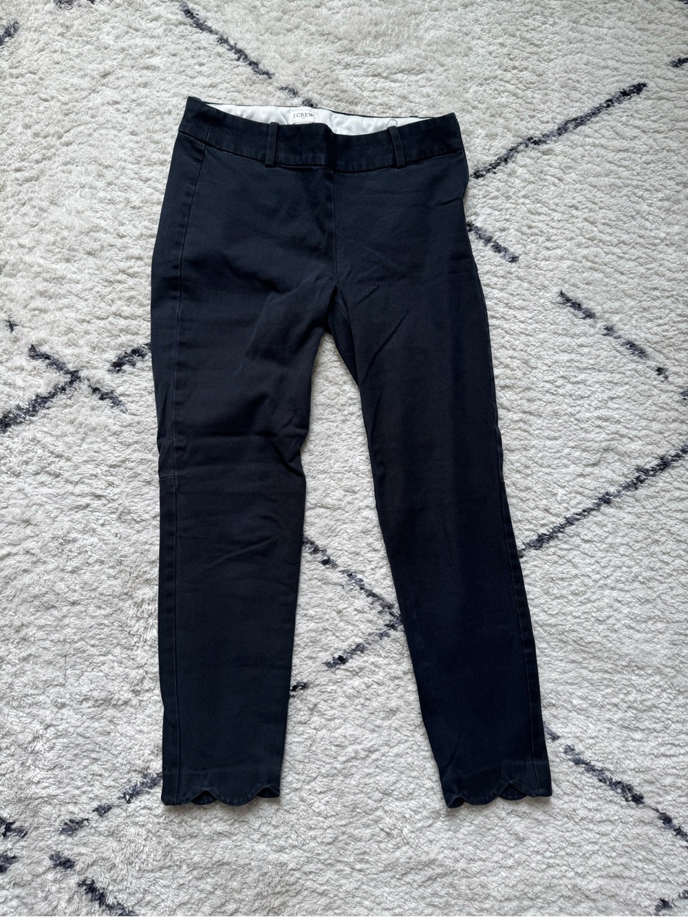 J. Crew Black Ankle Scallop Hem Pants